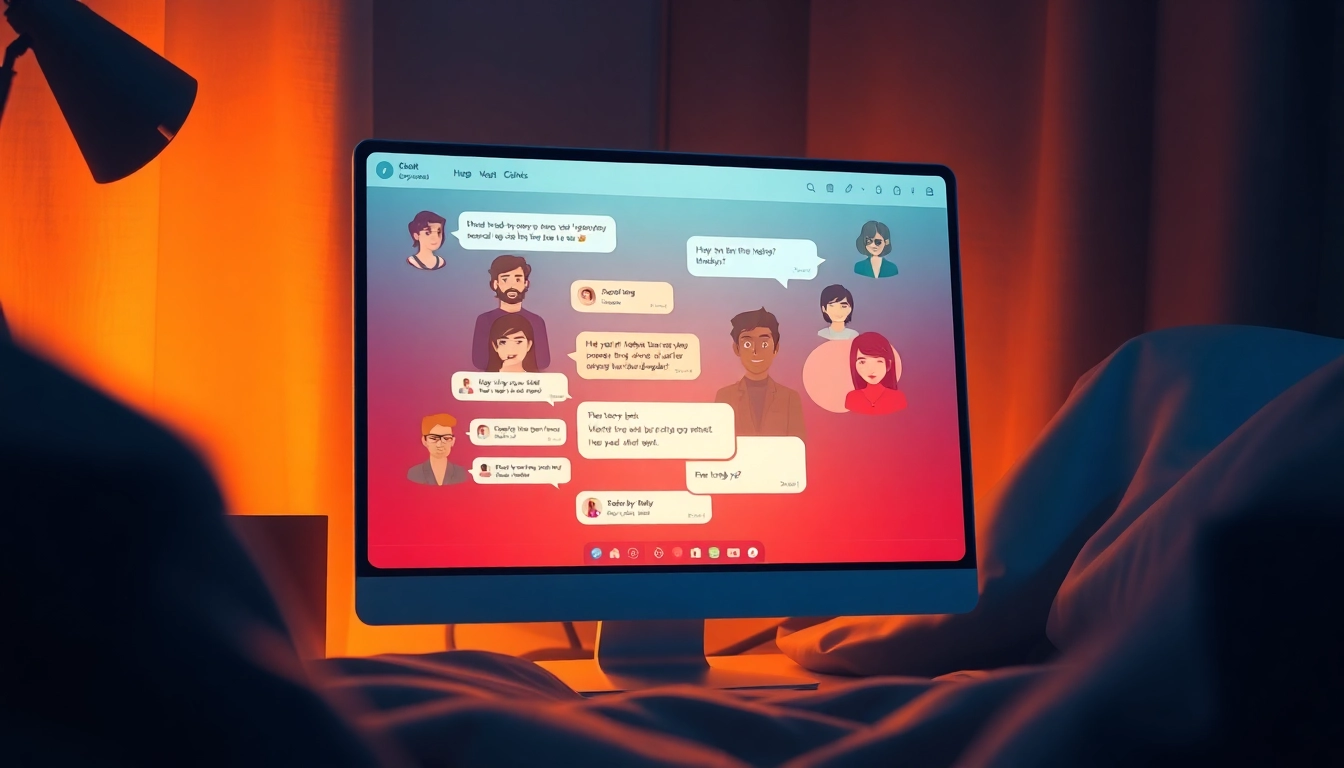Close-up of a computer screen showing an active NSFW AI chat interface in a cozy setting.