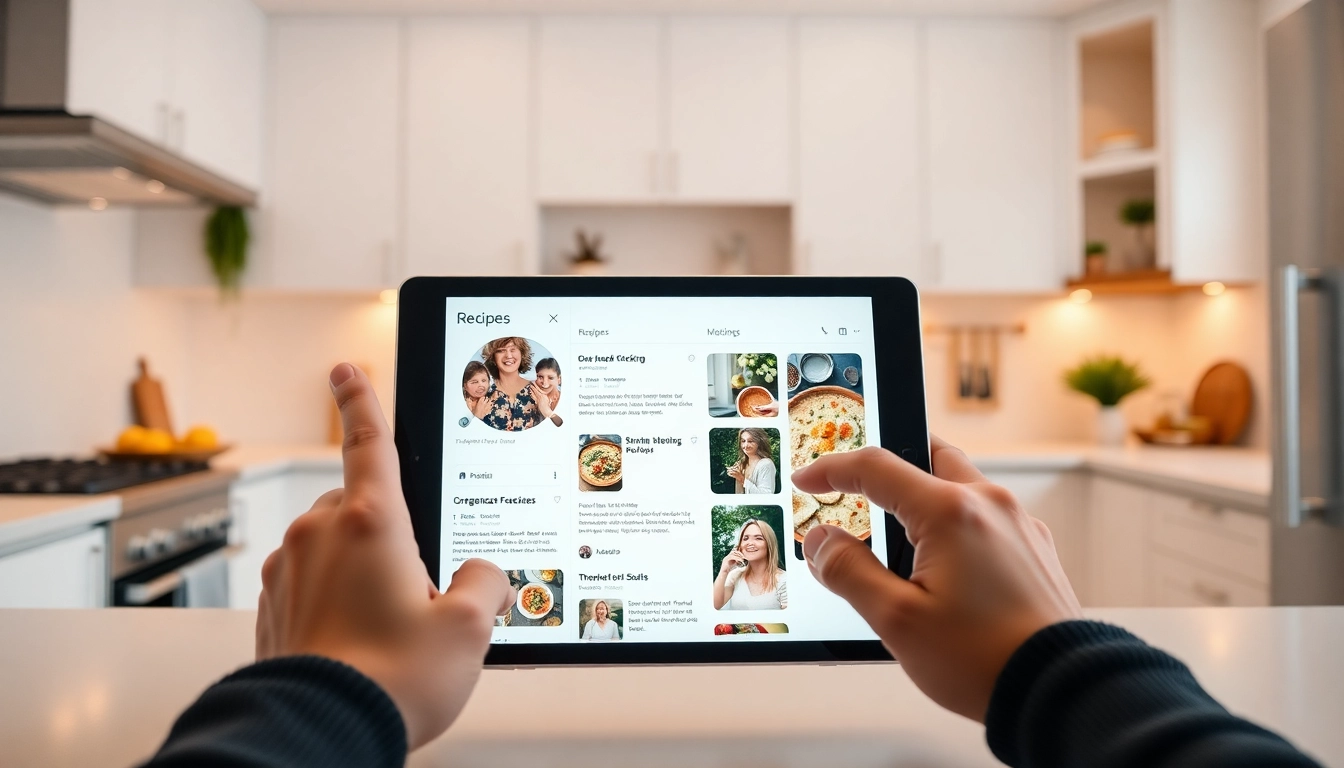 An inviting kitchen scene showing a tablet with a recipe app, illustrating the best way to store recipes digitally for easy access and organization.