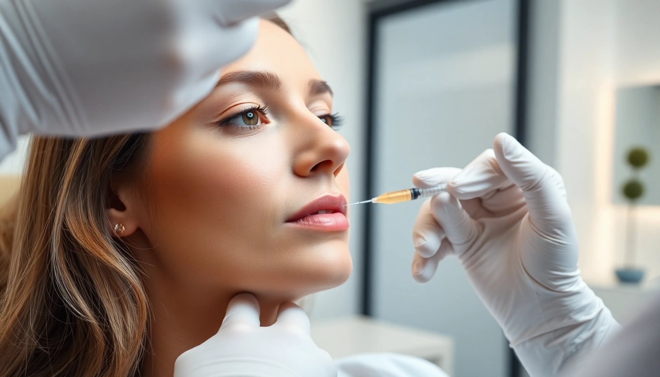 Administering a Botox Behandlung to reduce facial wrinkles with a gentle touch and professional care.
