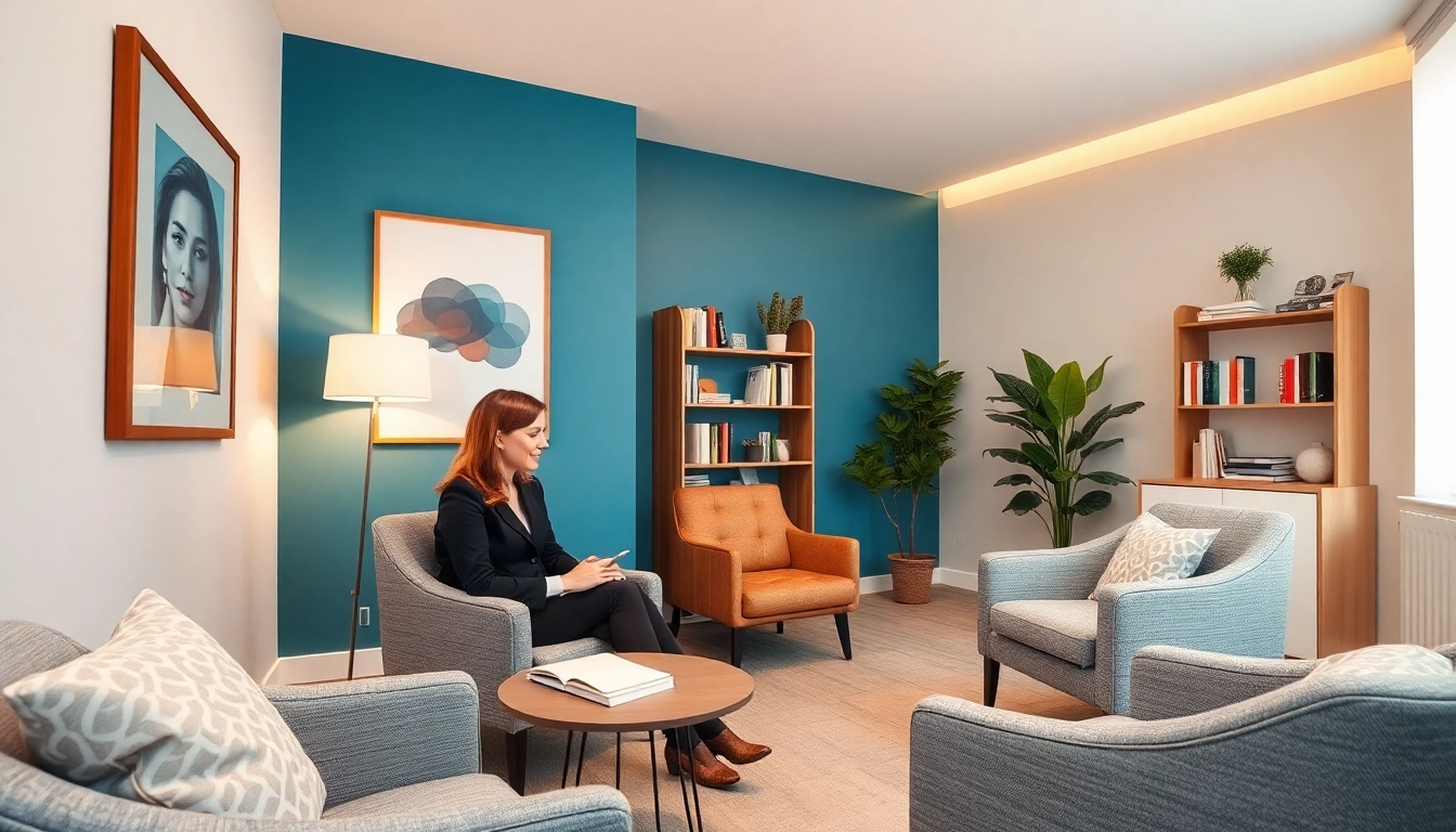 Psycholog Lublin offering compassionate therapy in a modern office environment, supporting mental health.