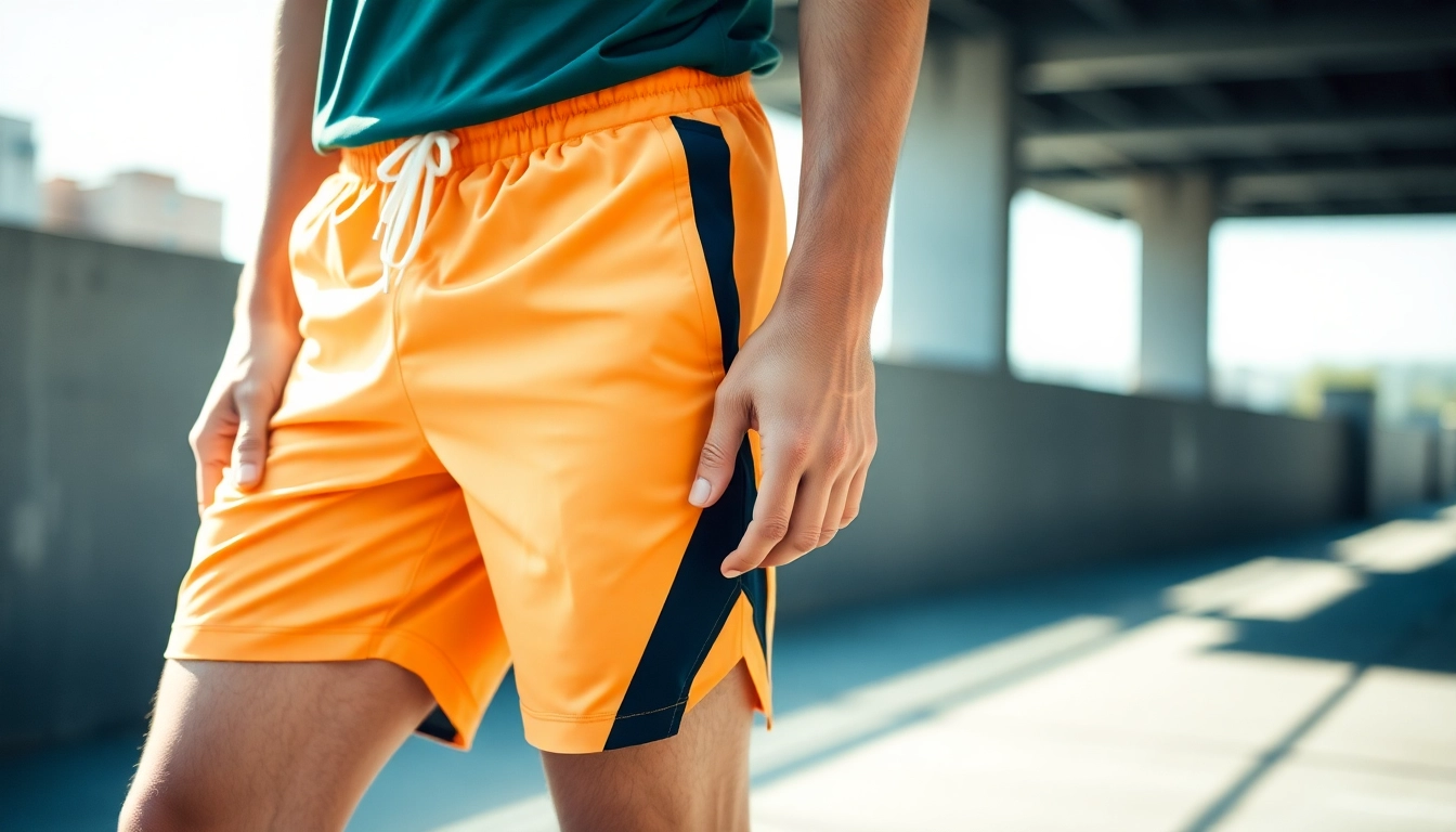 Men's Shorts in vibrant colors being worn during an active outdoor workout for enhanced mobility and comfort.