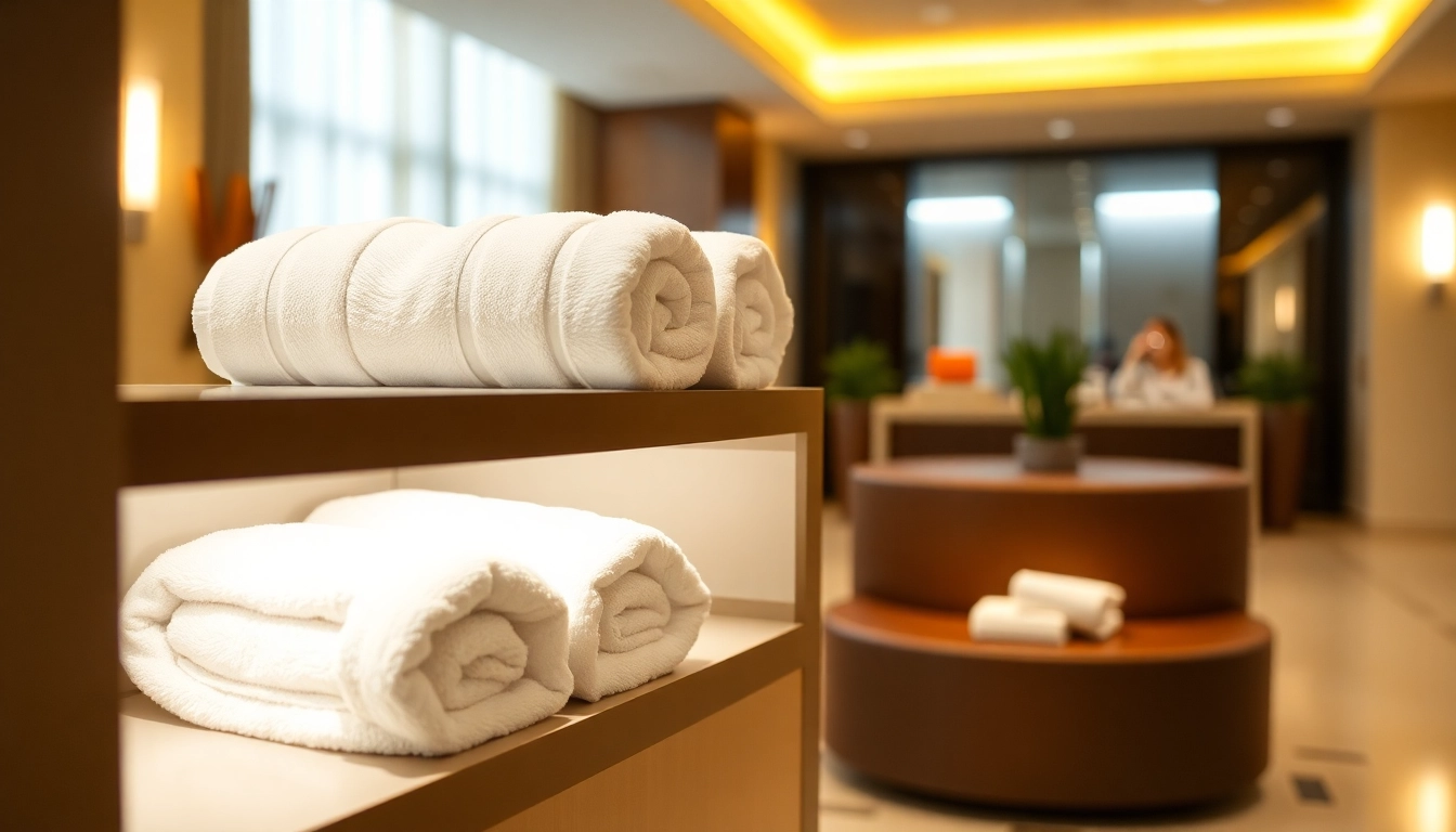 Professional hotel towel supplier showcasing premium hotel towels in a luxurious hospitality setting for superior guest comfort.
