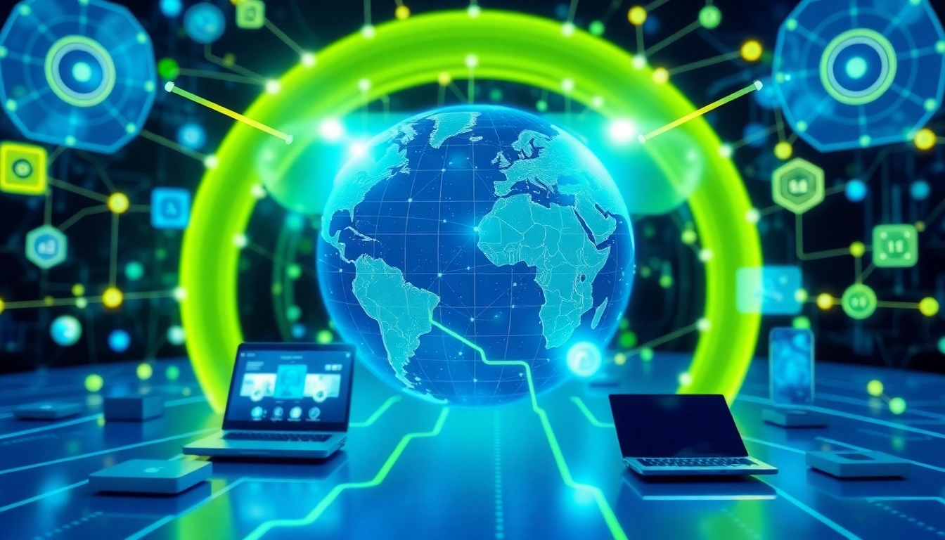 KJC technology ecosystem promoting global digital connectivity and innovation through modern visual elements