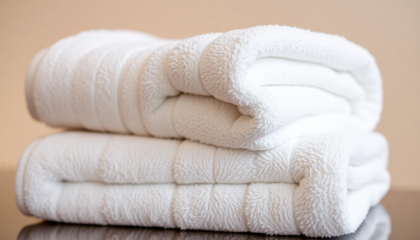 Premium hotel towel supplier showcasing plush, absorbent white towels ready for hospitality businesses.