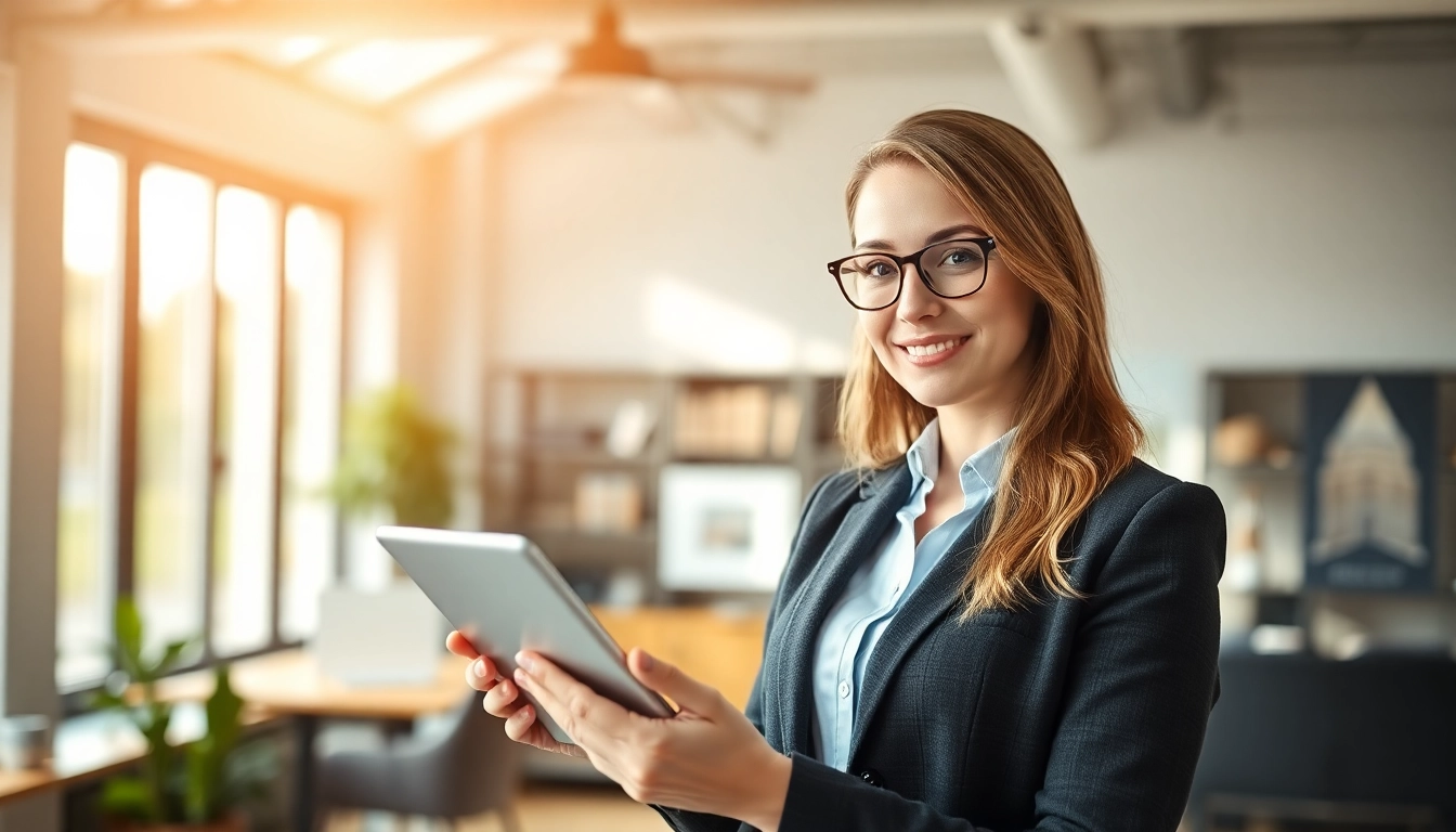 Immobilienmakler Grevenbroich präsentiert professionell hochwertige Immobilien in einem modernen Büro, schafft Vertrauen und Kompetenz.
