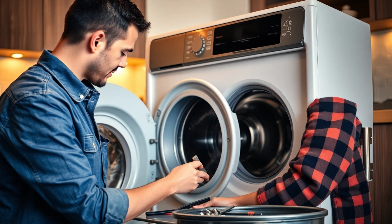 Experienced technician providing appliance repair Mississauga services on washing machine in a