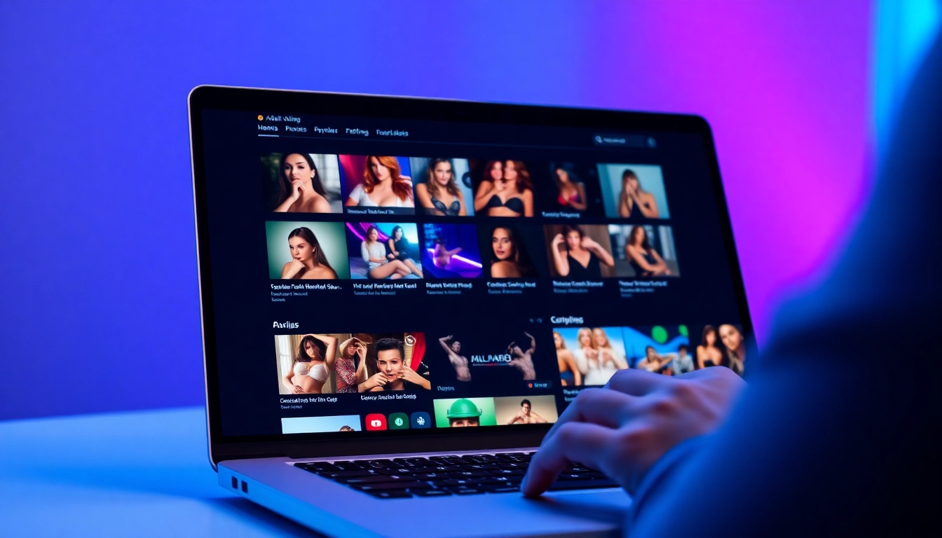Screenshot of an adult entertainment website homepage with video thumbnails and navigation menus.
