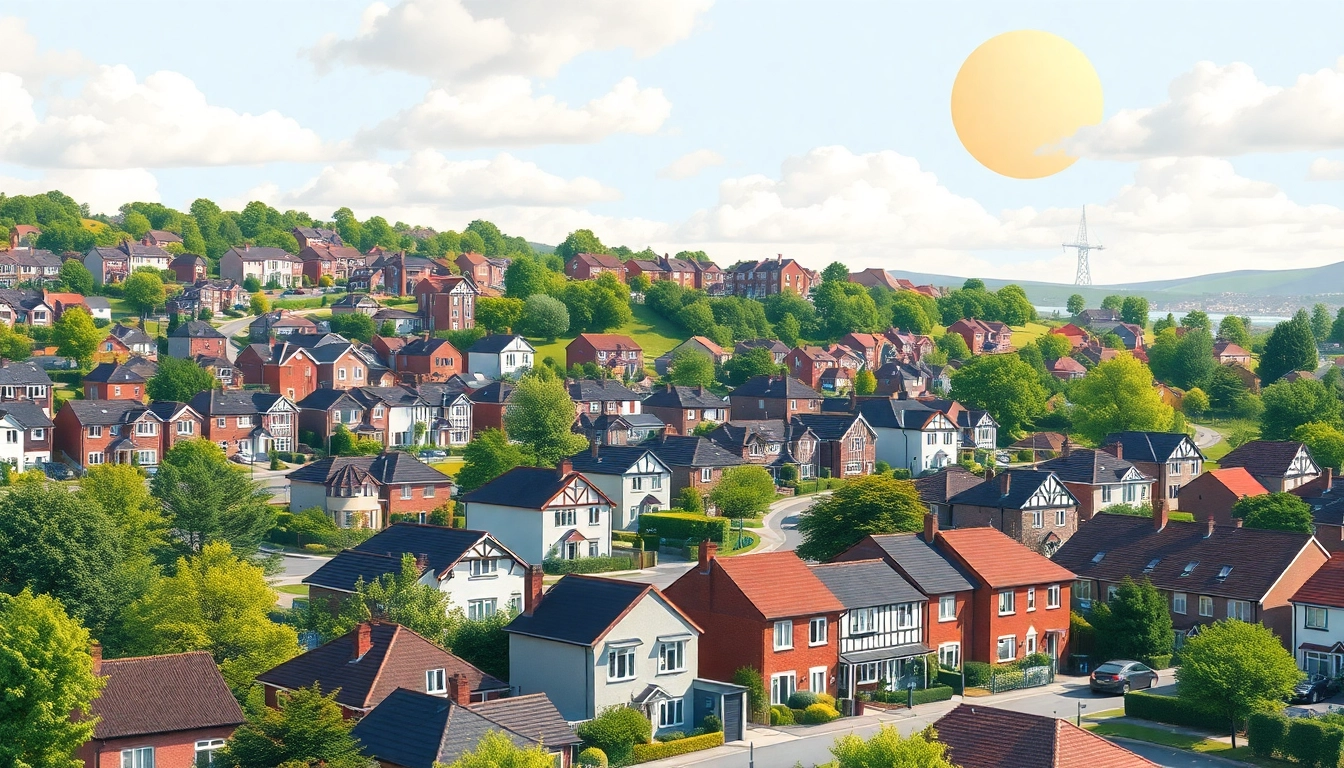 Buy Residential Property UK options in vibrant UK neighborhood with modern homes and busy streets