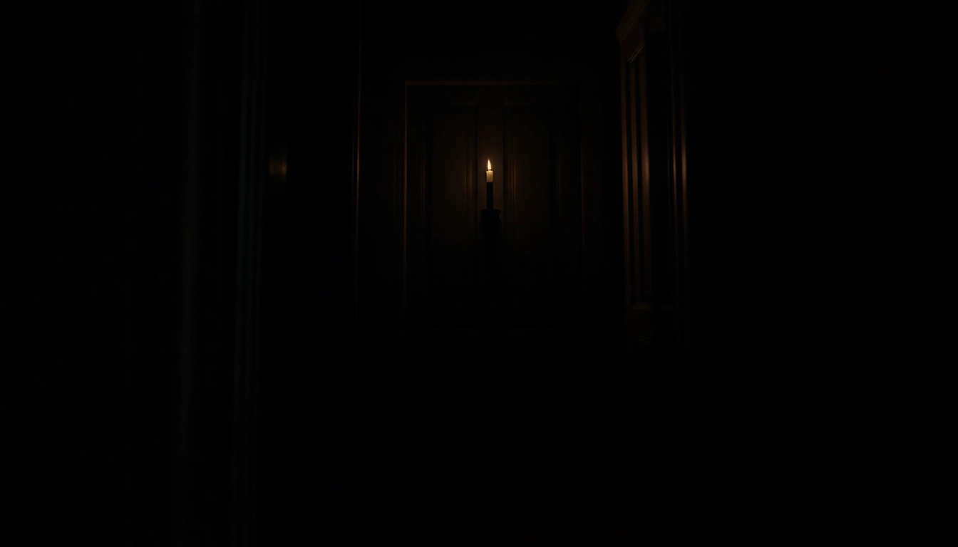 Captivating horror video thumbnail showing a haunted house with eerie lighting and spooky shadows.