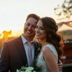 Professional team captures beautiful eskuvoi fotozas moments during outdoor wedding ceremony