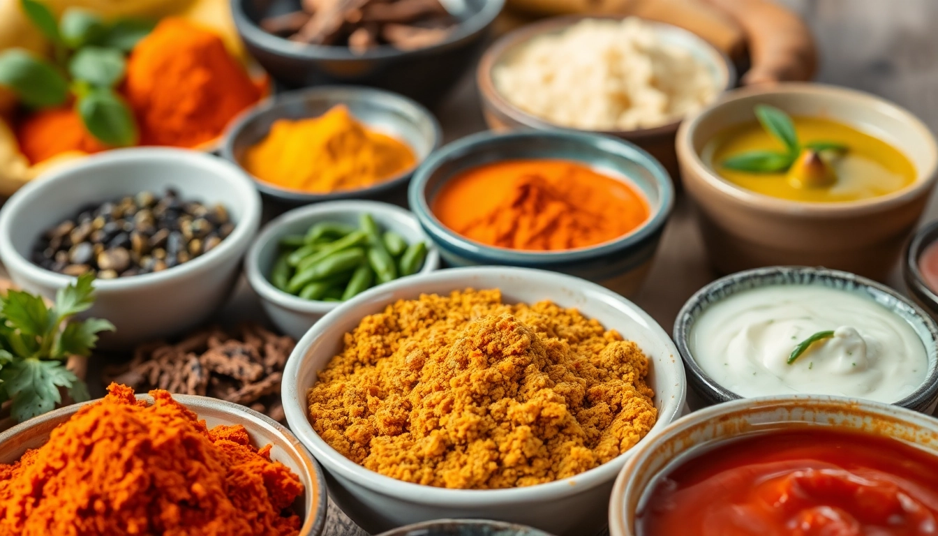 Display of spices, cooking pastes, chutneys, sauces, and ready-to-eat foods from SpiceNest,