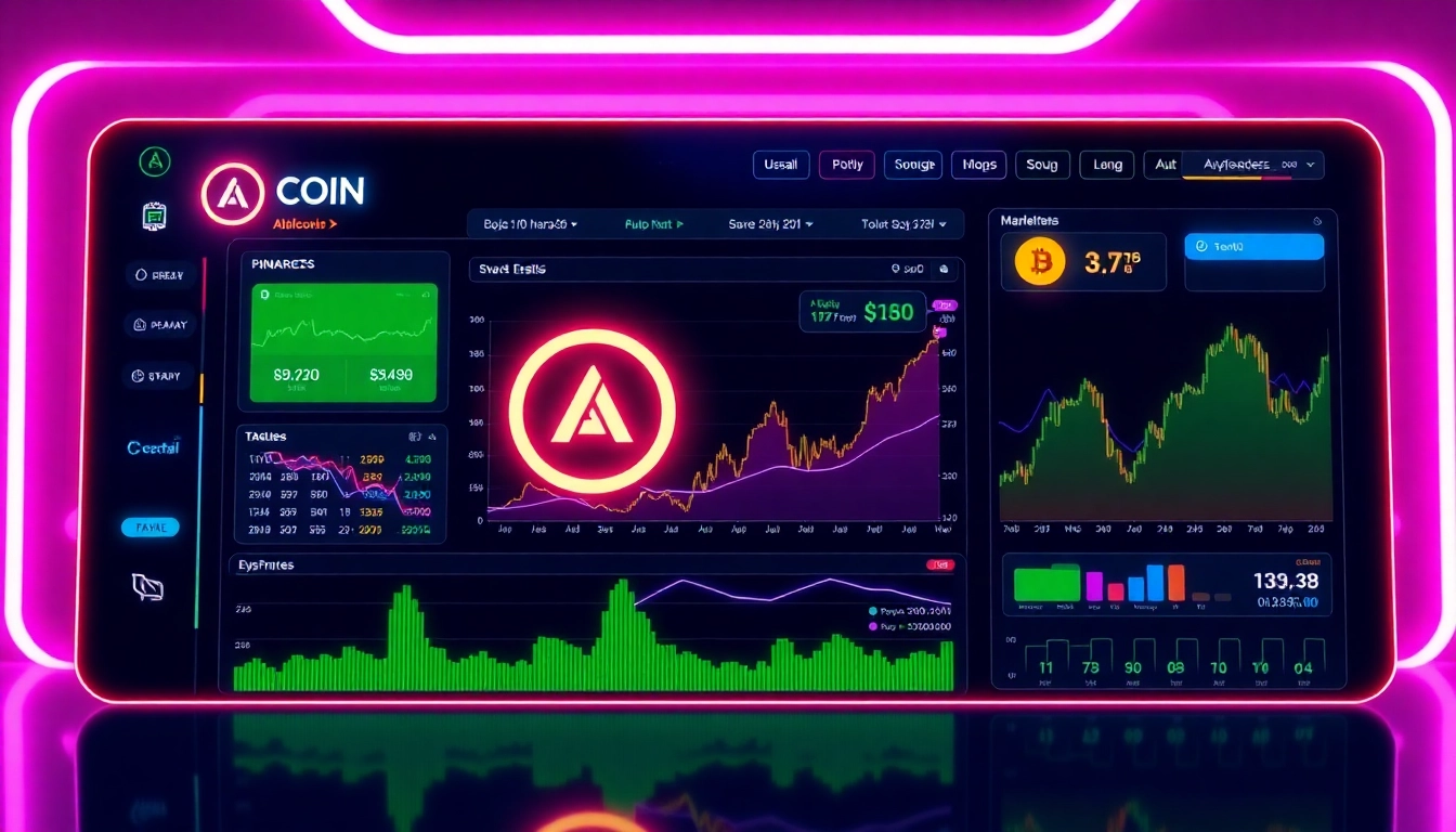 Aicoin market analysis dashboard with real-time data and vibrant visualizations for investors