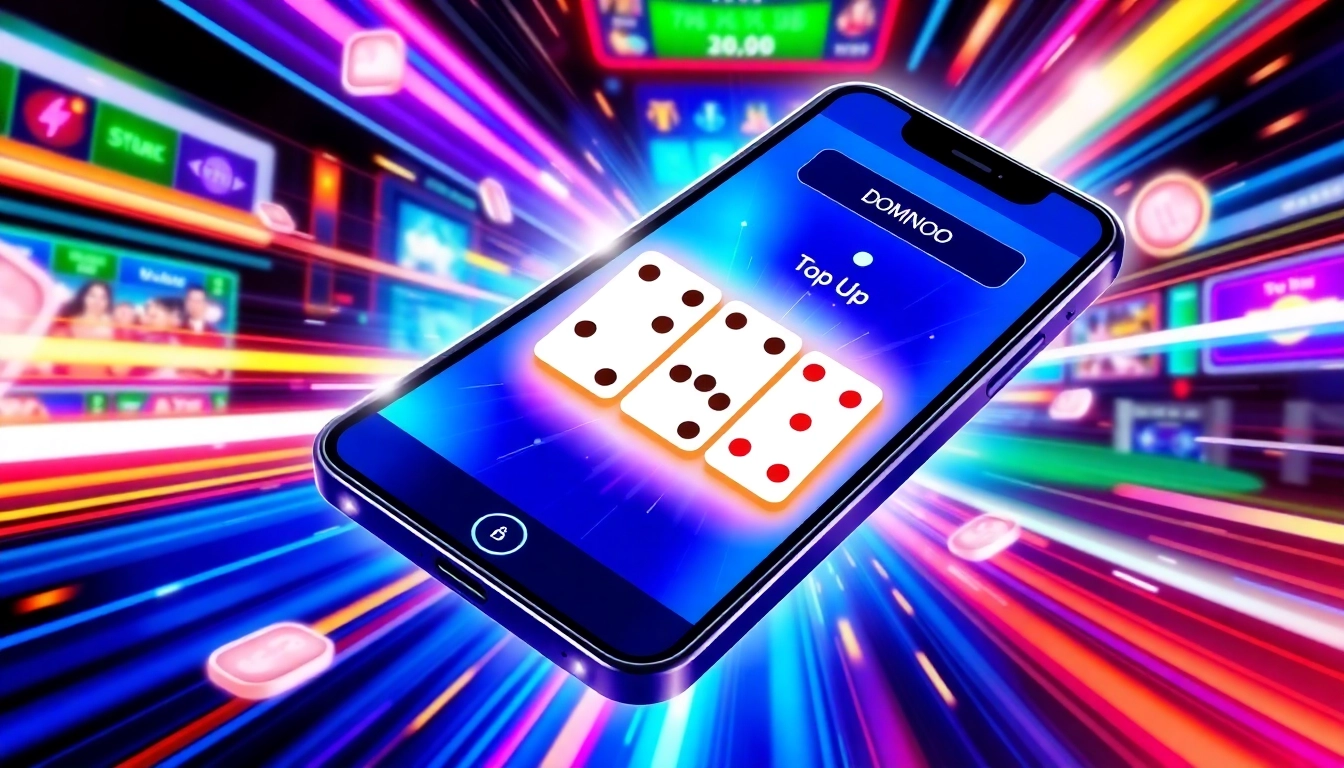 Efficient top up domino transaction on mobile device highlighting quick and secure gaming top ups
