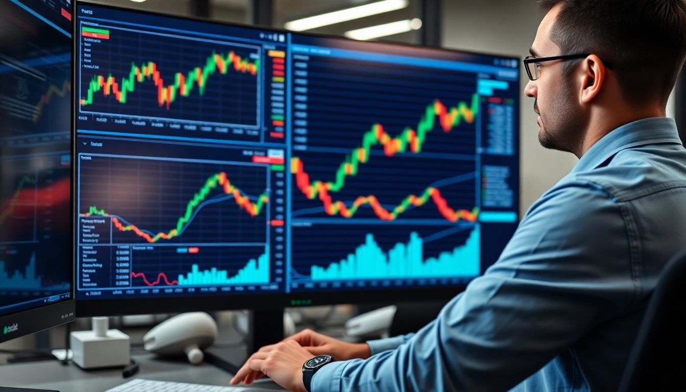 Trading view platform displaying detailed market charts and technical analysis for traders