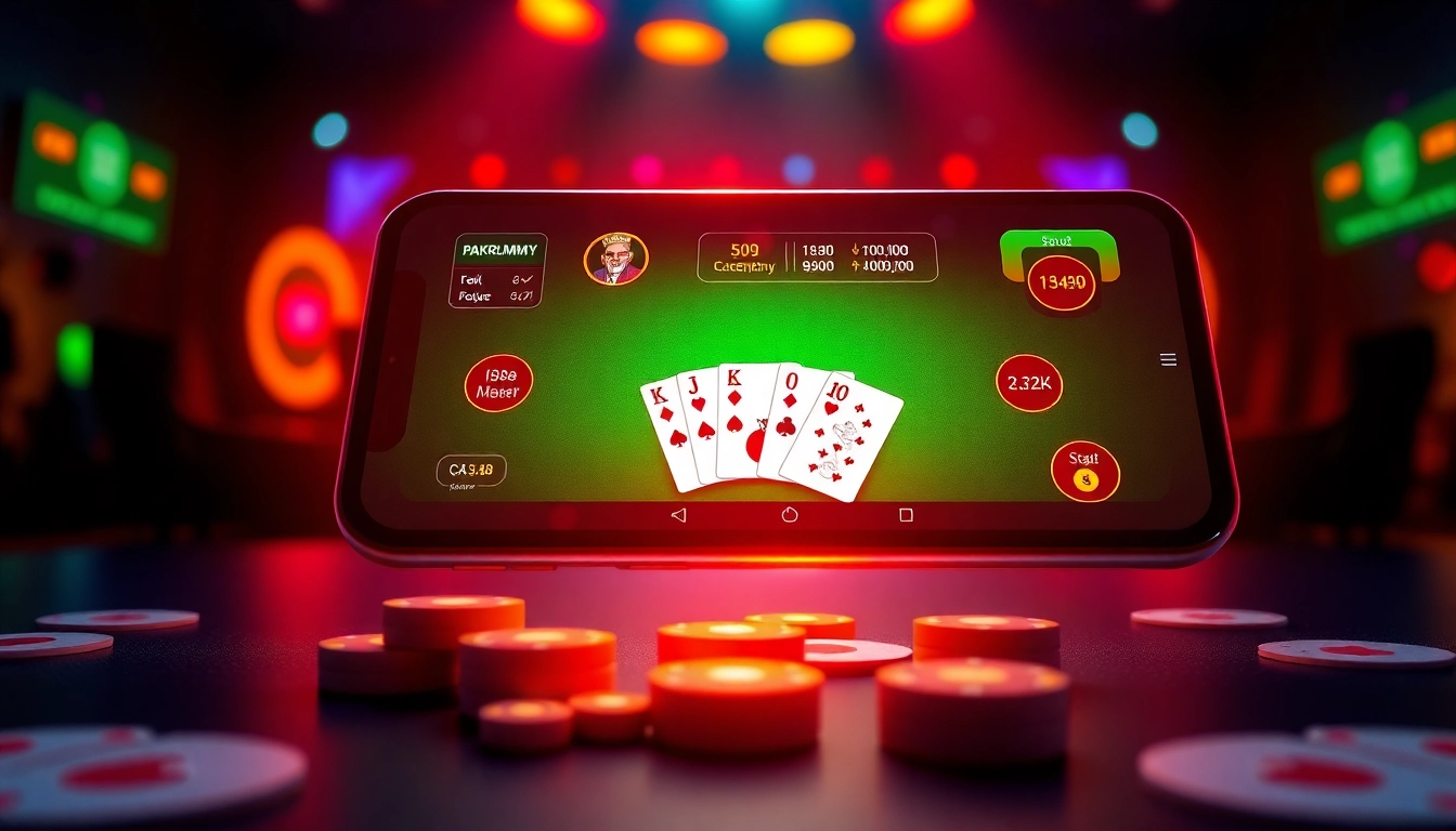Pakrummy app interface displaying popular card games for real money with engaging colors and